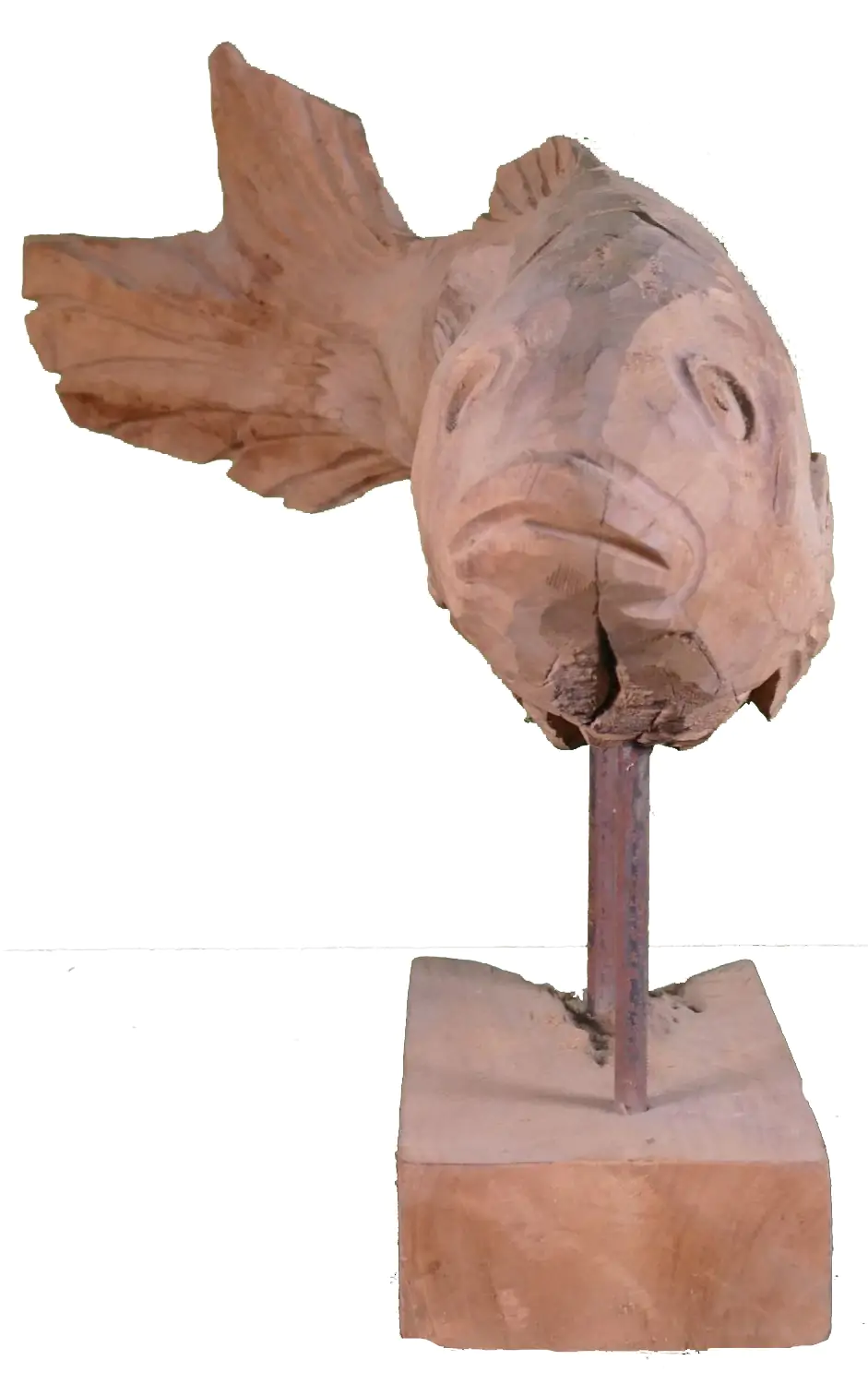 Product image 3 of the product “Carved fish wood on stand made from teak root pieces ”